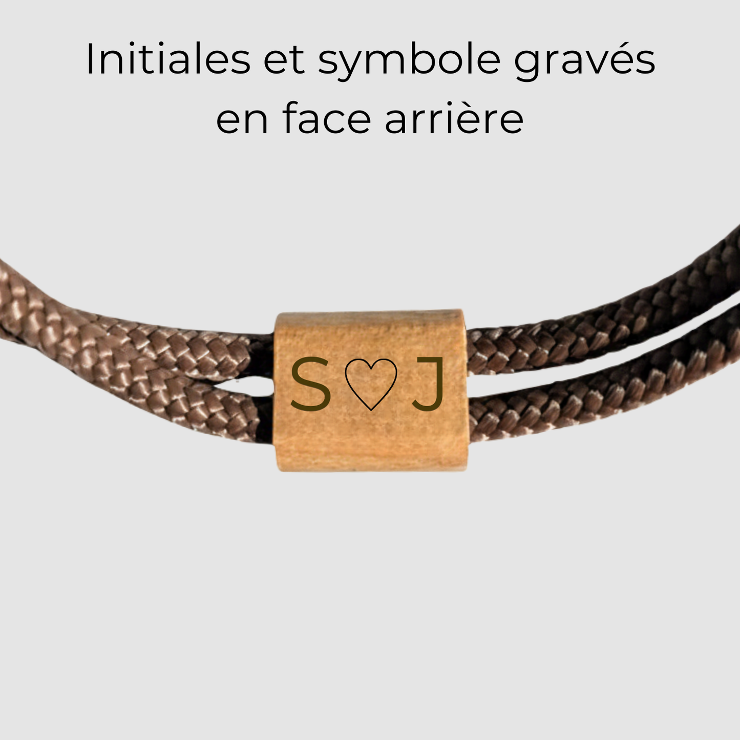 Bracelet Shaka en corde et bois – Initiales et symbole gravés au dos