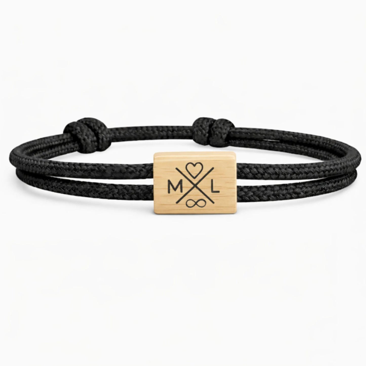 Bracelet personnalisé – Initiales & icônes en croix – Cadeau couple