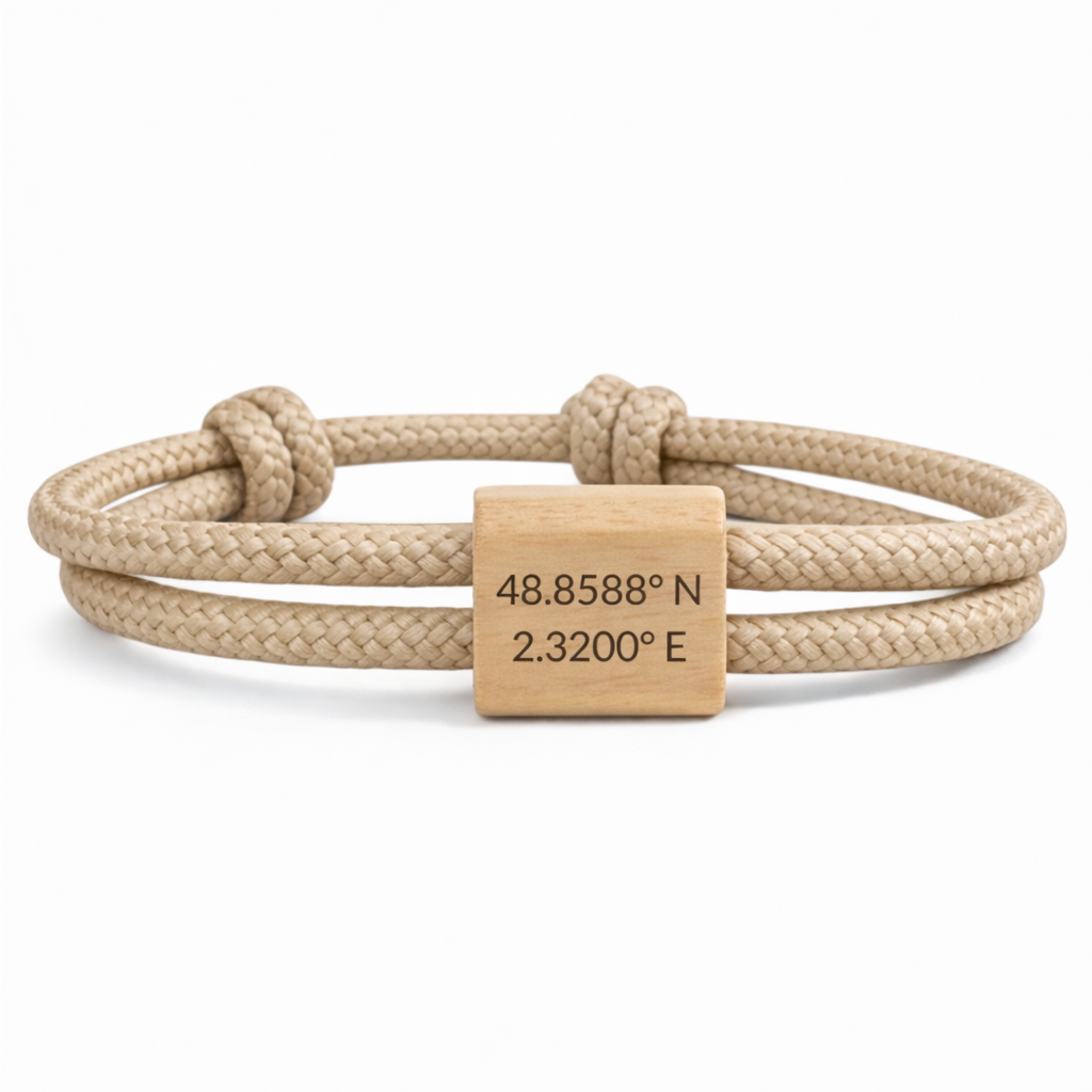 Bracelet avec coordonnées GPS personnalisées lieu de rencontre